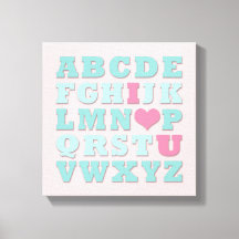 Giraffe Roze Mint Aqua Blauwgroen Wall Art Canvas