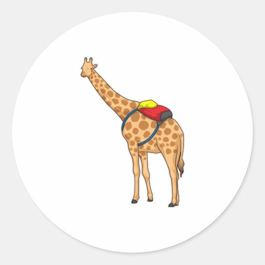 Giraffe rugzak ronde sticker (Voorkant)