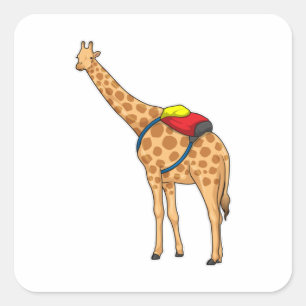 Giraffe rugzak vierkante sticker