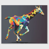 Giraffe running pop art cadeaupapier (Vlak)