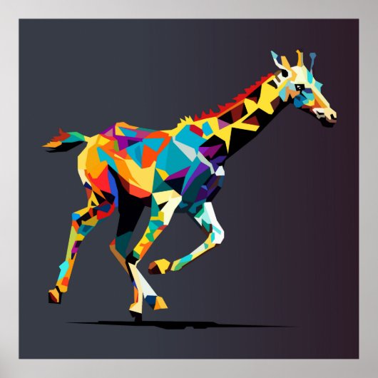 Giraffe running pop art poster (Voorkant)