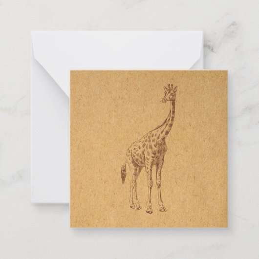 Giraffe Rustic Illustrated Animal Art Notitiekaartje (Voorkant)