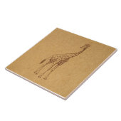 Giraffe Rustic Illustrated Animal Art Tegeltje (Zijkant)