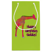 Giraffe, sac cadeau en papier vert, petit (Dos)