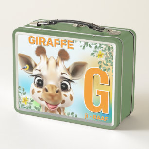 Giraffe Safari Alfabet Kinderen Metalen Lunchbox