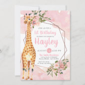 Giraffe Safari Aquarelle Anniversaire Invitation (Devant)