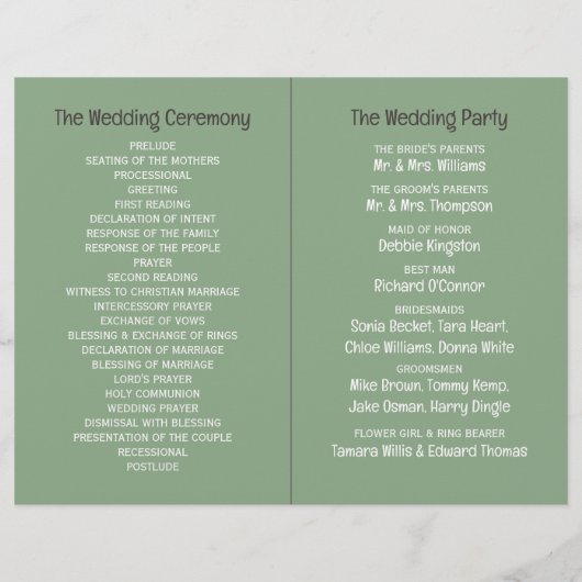 Giraffe Safari Argile, Programme de Mariage Rustiq (Dos)