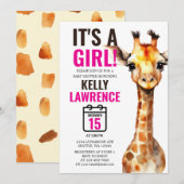 Giraffe Safari Baby Meisje Douche Kaart (Voorkant / Achterkant)