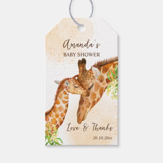 Giraffe Safari baby shower dank u gunst Cadeaulabel (Voorkant)