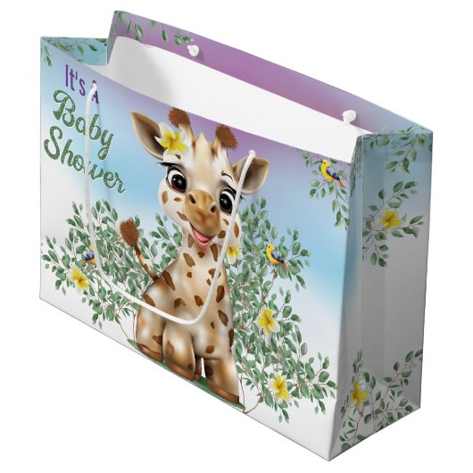 Giraffe Safari Baby shower Grand sac cadeau (Devant Angle)