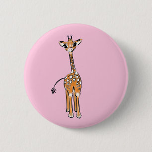 Giraffe, safari-dieren ronde button 5,7 cm