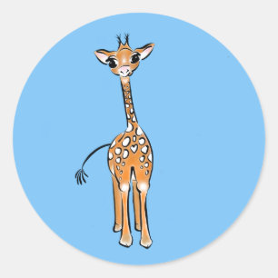 Giraffe, safari-dieren ronde sticker
