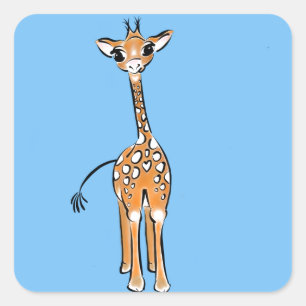 Giraffe, safari-dieren vierkante sticker
