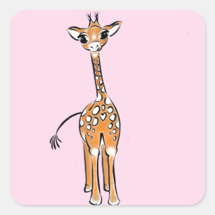 Giraffe, safari-dieren vierkante sticker