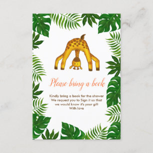 Giraffe Safari Oerwoud Baby shower Breng een boek Kaart