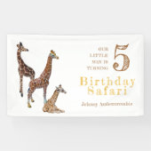 Giraffe Safari Verjaardagsfeest Spandoek (Horizontaal)