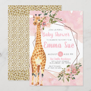 Giraffe Safari Waterverf Baby shower Kaart