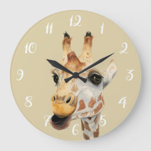 Giraffe Safari Waterverf Nursery Room Grote Klok