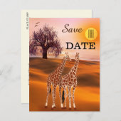 Giraffe Safari Zoo Enregistrer la date Carte Posta (Devant / Derrière)