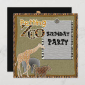 Giraffe Safari Zoo Verjaardagsfeestje Uitnodiging (Voorkant / Achterkant)