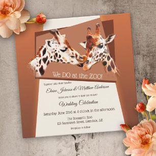 Giraffe Safari Zoo Wedding Uitnodiging