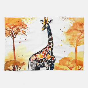 Giraffe Savannah Art Theedoek