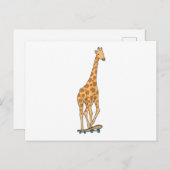 Giraffe Schaats Skateboard Briefkaart (Voorkant / Achterkant)