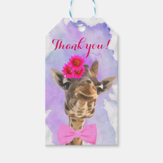 Giraffe schattig safari dier waterverf dank u cadeaulabel