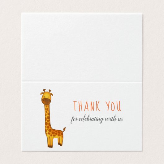 Giraffe Schattige minimalistisch Baby shower dank Kaart (Buitenkant ongevouwen)