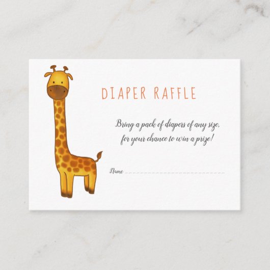 Giraffe Schattige Minimalistisch Baby shower Luier Informatiekaartje (Voorkant)