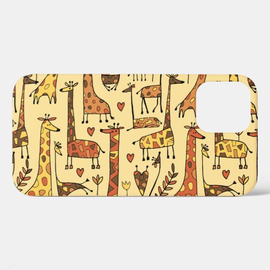 Giraffe schets, leuk naadloos ontwerp. Case-Mate iPhone case (Achterkant (horizontaal))