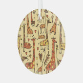 Giraffe schets, leuk naadloos ontwerp. glas ornament (Voorkant links)