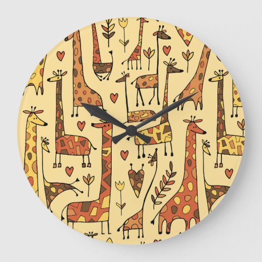 Giraffe schets, leuk naadloos ontwerp. grote klok (Voorkant)