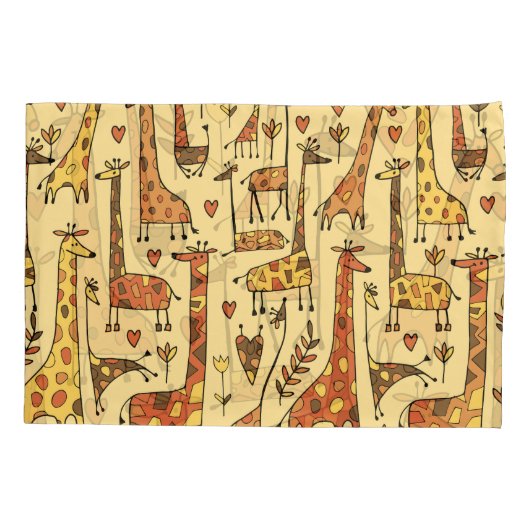 Giraffe schets, leuk naadloos ontwerp. kussensloop (Achterkant)