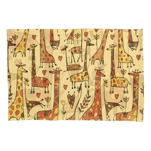 Giraffe schets, leuk naadloos ontwerp. kussensloop (Voorkant)