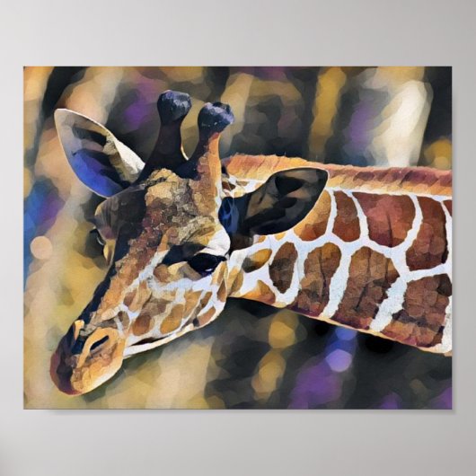 Giraffe Schilderen kunst Poster (Voorkant)