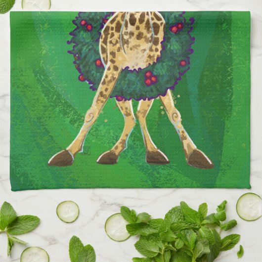 Giraffe Serviette de cuisine de Noël (Plié)