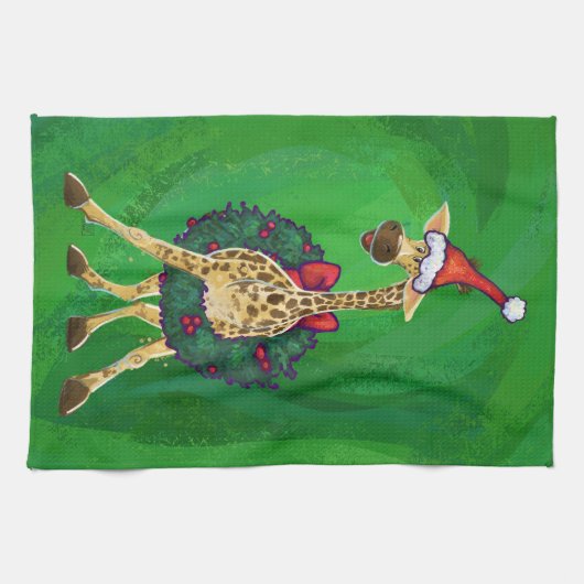 Giraffe Serviette de cuisine de Noël (Horizontal)
