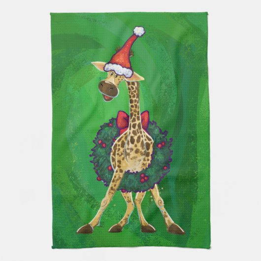 Giraffe Serviette de cuisine de Noël (Vertical)