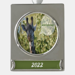 Giraffe Shower Verzilverd Banner Ornament