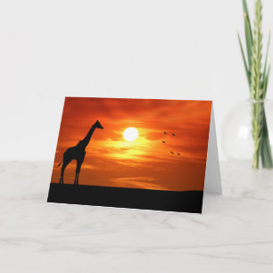 Giraffe Silhouet bij Zonsondergang Kaart