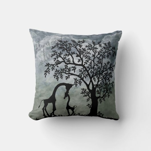 Giraffe Silhouette Mère Bébé Coussin Accent (Recto)