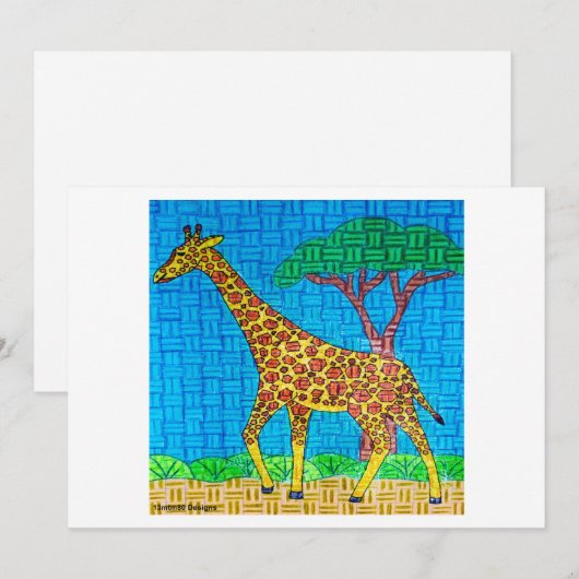 Giraffe (simple) - Carte de voeux (Devant / Derrière)