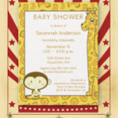 Giraffe Singe Alligator Baby Boy Shower Invitation