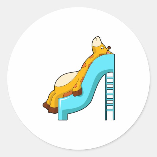 Giraffe Slide Ronde Sticker (Voorkant)