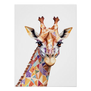 Giraffe speels Schattig leuk dier kleurrijke vreug Perfect Poster