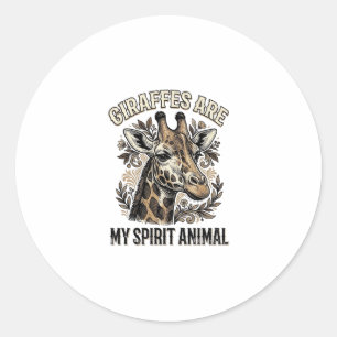 Giraffe Spirit Dier Oud Gravure Shirt Ontwerp Ronde Sticker