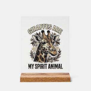 Giraffe Spirit Dier Oude Gravure Shirt Ontwerp Acryl Bord