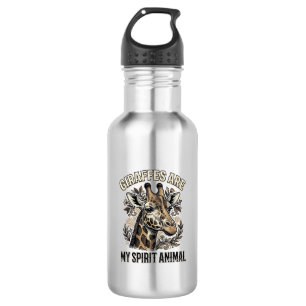 Giraffe Spirit Dier Oude Gravure Shirt Ontwerp Waterfles