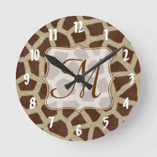 Giraffe Spot Animal Monogram Initiaal Wall klok